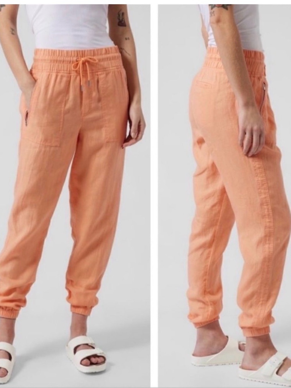 Athleta Cabo Peach Linen Jogger